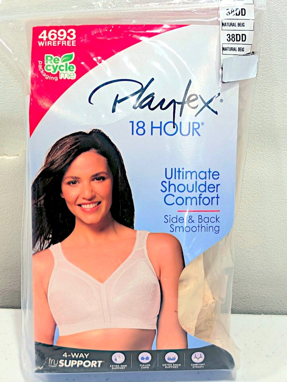 Playtex 18 Hour 38DD Natural Beige Wirefree Shoulder Comfort Bra 4693DD